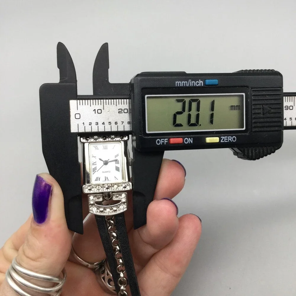 Avon Womens Watch 20mm White Dial Black Wrap Leather Chain Strap New Battery